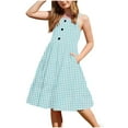 thumbnail image 5 of Moocorvic Girl Dresses Summer Casual Sleeveless Button Down Swing Flowy Tiered Sundress with Pockets, 5 of 9