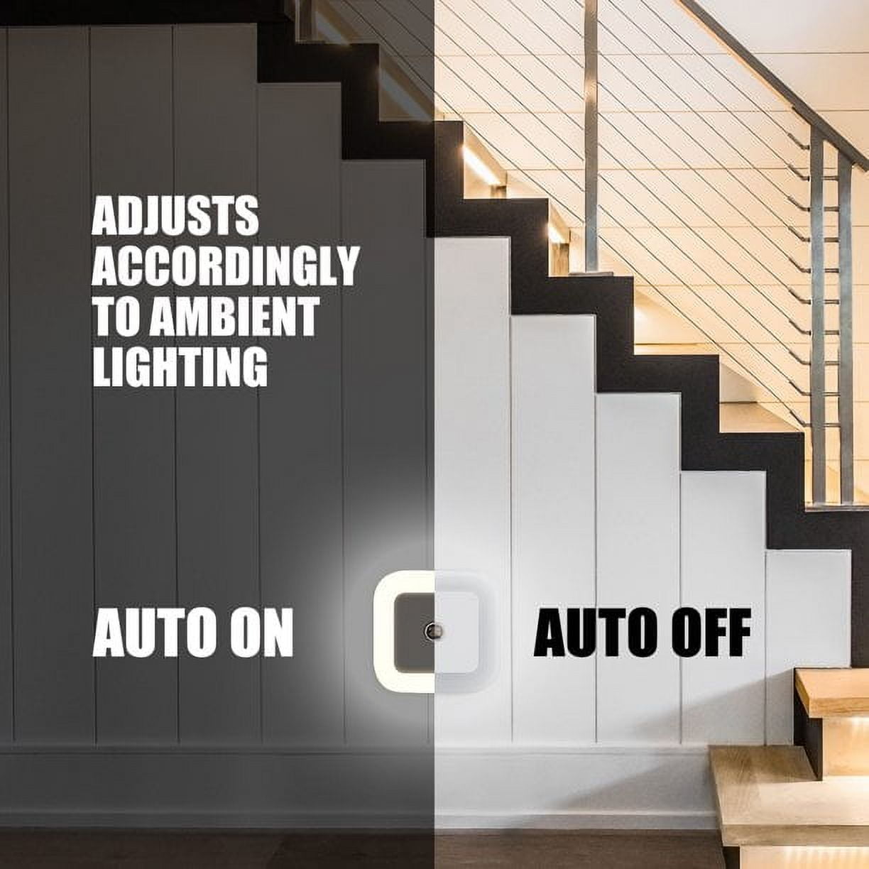 Motion Sensor Light, LED Night Light Lamp with Smart Sensor Dusk to Dawn Sensor, Daylight White, Plug-in