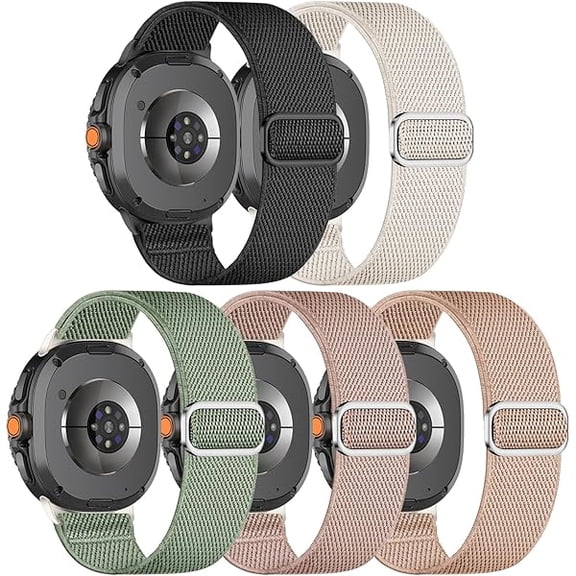 5 Pack Stretchy Nylon Bands Compatible with Samsung Galaxy Watch 8 Band 40mm 44mm/Galaxy Watch 8 Classic 46mm, Solo Loop Soft Elastic Sport Strap Replacement Wristbands for Women Men