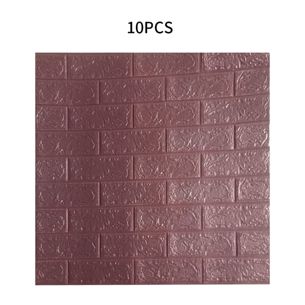Papel tapiz 3D Etiqueta de pared de ladrillo Espuma TV Calcomanía de fondo Autoadhesivo Etiqueta adhesiva, 10 piezas, Café Inevent HA002452-26