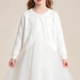 thumbnail image 6 of FRSASU Girls Cute Shrug Openwork Knit Cardigan Sweater Long Sleeve Button Front Closure Crop Tops Dress Cover Up White-A, 6 of 8