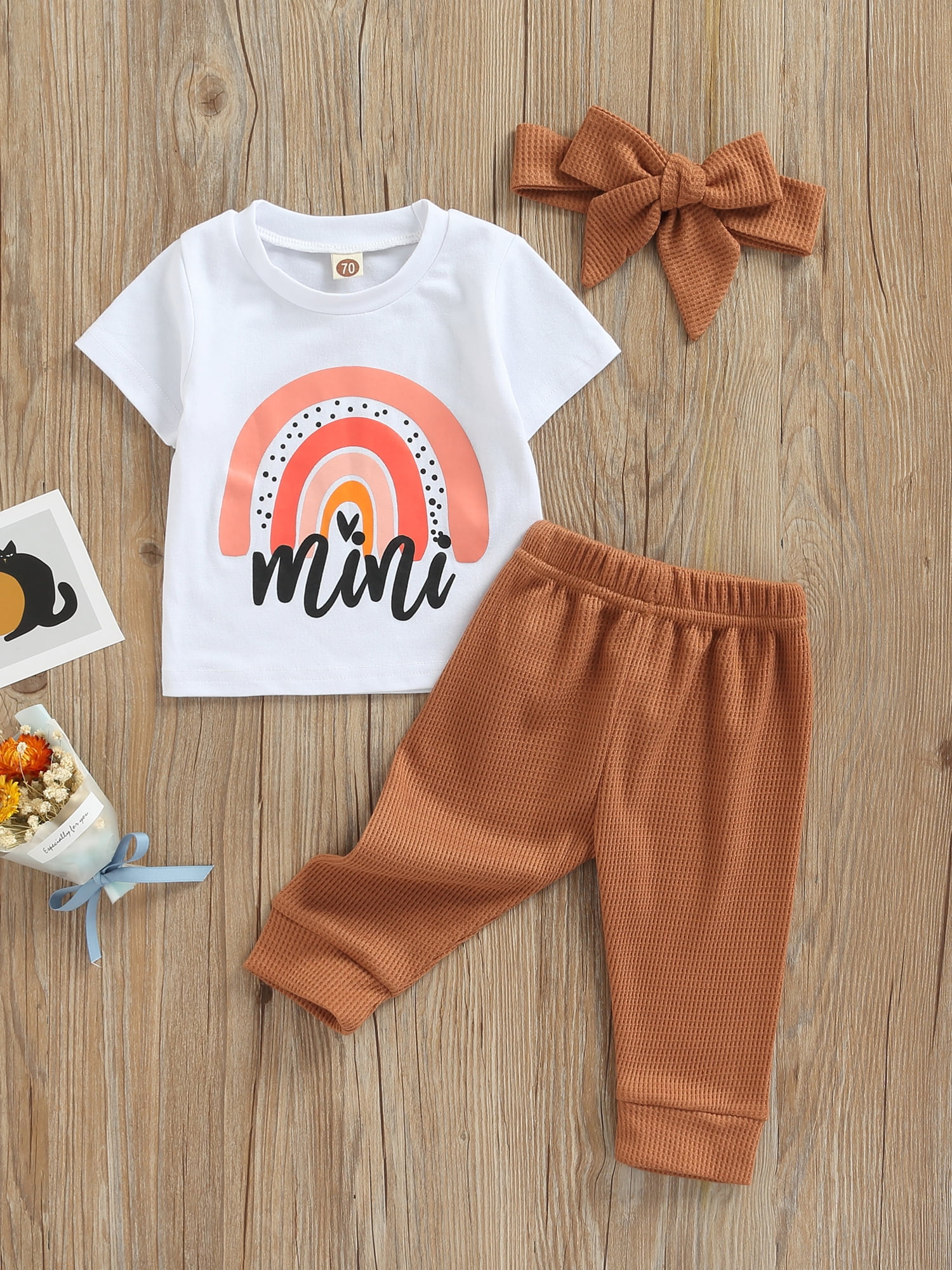 SAYOO Baby Girl Pants Suit Short Sleeve 