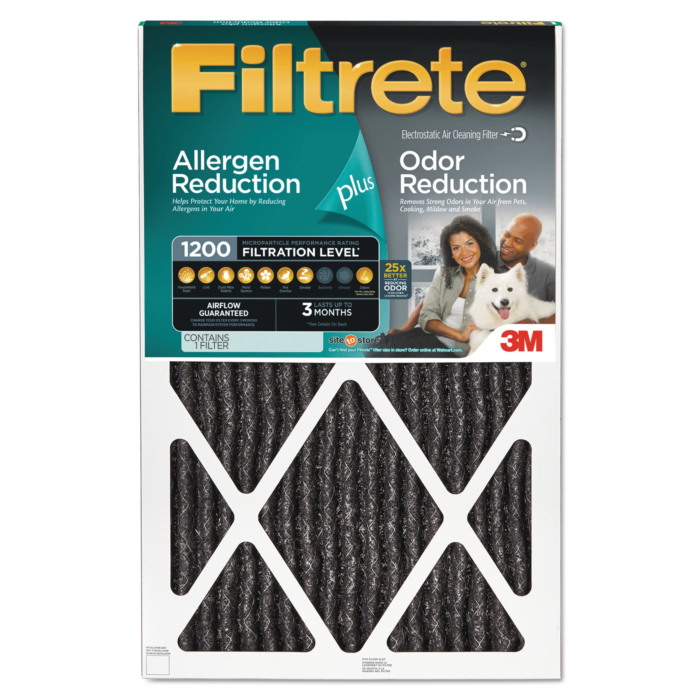 Filtrete by 3M 16x25x1, MERV 11, Allergen Plus Odor Reduction HVAC