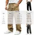 thumbnail image 3 of Aimik Men's Drawstring Casual Trousers Straight Leg Relaxed Pants Lightweight Breathable Long Pant for Summer Daily Commute, 3 of 6