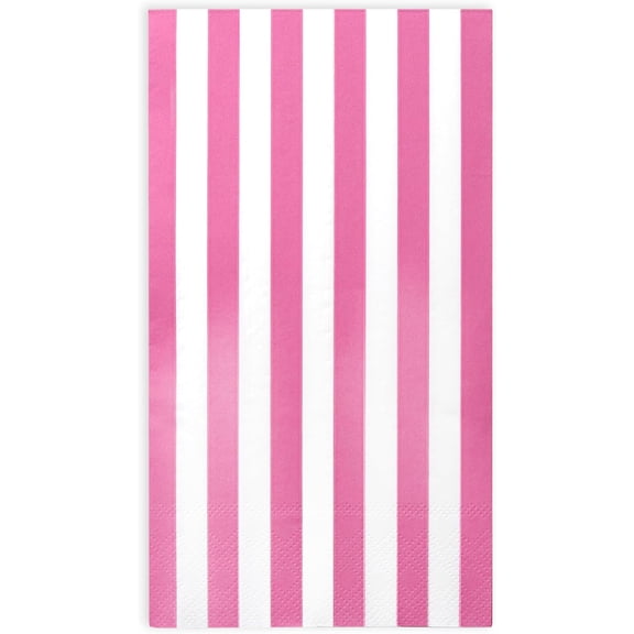 Gift Boutique Guest Napkins, Hot Pink and White Striped Disposable Paper Napkins for Parties, Celebrations, Events, 100 Count, 7.75 x 4.25 In