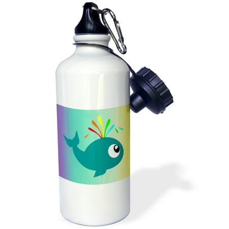 3dRose Print of Teal Baby Whale On Aqua Yellow Gradient Back, Sports Water Bottle,