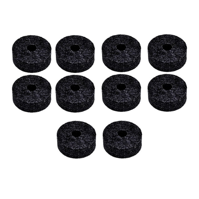 tamizeot 10x Cymbal Stand Felts Percussion Instrument Replacement Hi Felts Hat Black φ4x1.5cm