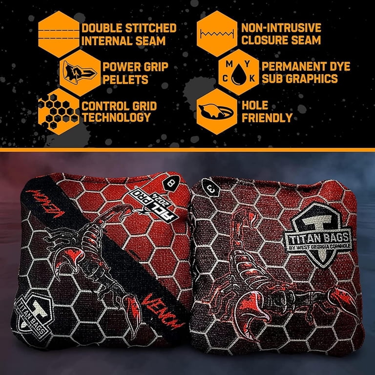 Titan Bags Venom ACL PRO Cornhole Toss Bags, 16 oz, Honeycomb