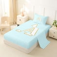 thumbnail image 2 of Erosebridal Gold Letter A Twin Sheet Sets for Kid, Blue Cartoon Line Bedding, 3 Pieces, 2 of 5