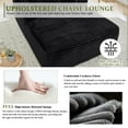 thumbnail image 4 of 50" Chaise Lounge Chair Indoor, Oversized Comfy Fluffy Upholstered Boneless Sofa Bed, Deep Seat Sleeper Couch Reading Chairs with 3 Pillows, Corduroy Cloud Sofas Couches for Living Room (Black), 4 of 8