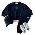 thumbnail image 4 of Rhuody Boys Outfits Letter Embroidered And Heart Hoodie And Pants Two Piece Kids Long Sleeve Tracksuit Cute Clothes Set Navy 5-6 Years, 4 of 4