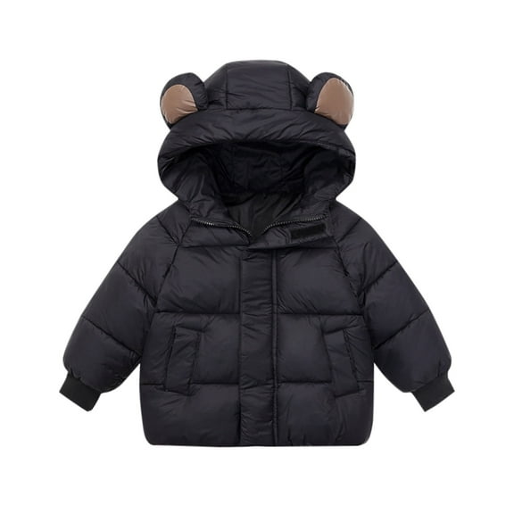 Toddler Girls Winter Coat Bear Ear Adorable Jackets Thicken Windproof Zipper Warm Puffer Padded Jacket Toddler Winter Warm Outerwear 12-18 Months