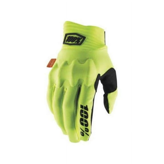 100% Cognito Gloves - Flourescent Yellow/Black, Full Finger, Men's, Small
