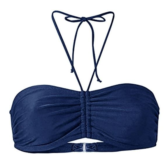 TODOZO Women's Mix & Plain Bikini Bandeau Top Swimwear Beachwear Swim Tops Women Top Only Bikini Tops for Women Blue 3Xl