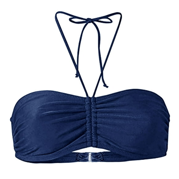 xIANGYUN Plus Size Swim Top Plus Size Halter Top Plus Size Bikini Women's Mix & Plain Bikini Bandeau Top Swimwear Beachwear Plus Size Bikini Top Plus Size String Bikini Blue M