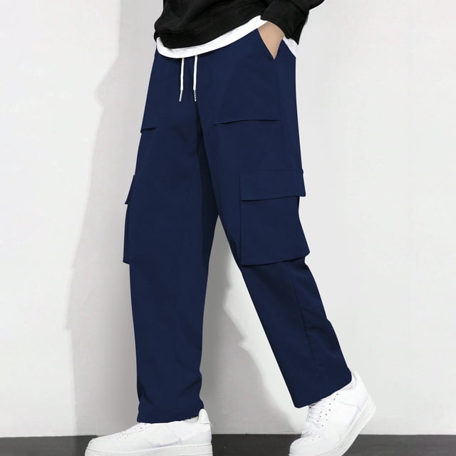 Pantalons Cargo Militaires pour Hommes Pantalons Cargo Décontractés pour Hommes Pantalons Amples Vêtements de Randonnée Décontractés pour Hommes (Marine,TTG)