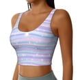 thumbnail image 2 of Fotbe Striped Gradient Sujetador Deportivo Largo sin Aros para Mujer con Almohadillas y Soporte Medio, Transpirable y Absorbente, Camiseta Tipo Chaleco o Tank Top-Small, 2 of 8