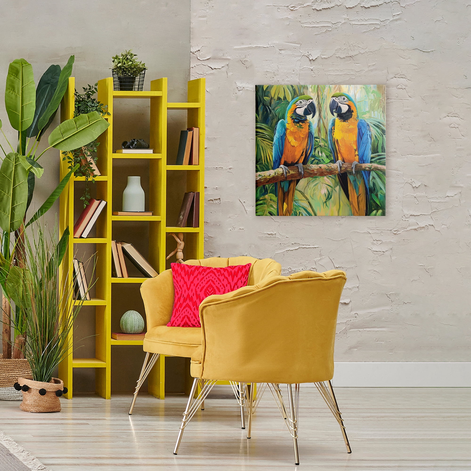 Stupell Industries Two Macaws Among Foliage Canvas Wall Art, design by Petal Prints Design