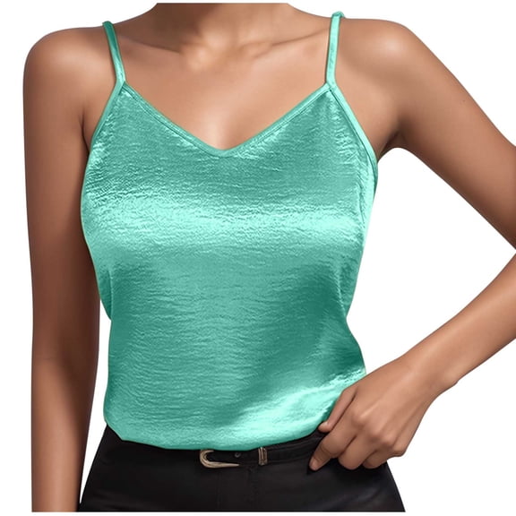 Staron Fall Winter Women's Camisoles V-Neck Sleeveless Stretchy Casual Comfy Fashion Tank Top for Party Travel Streetwear, Mint Green M