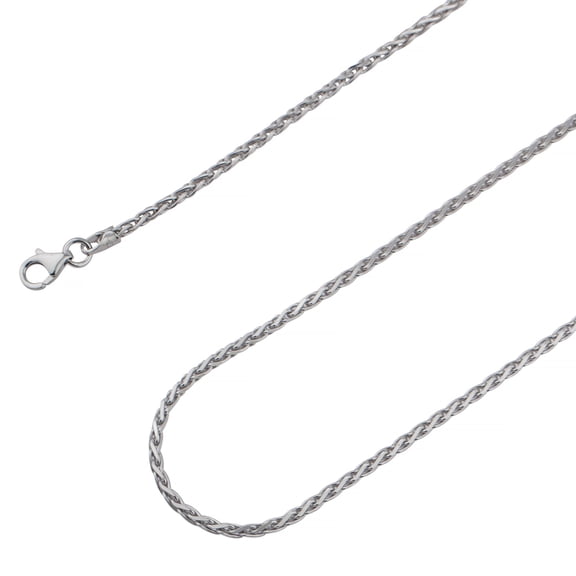 925 Sterling Silver, Spiga Wheat Diamond Cut Rhodium Chain 1.5mm Necklace - Hypoallergenic and Tarnish Resistant - By Oliver & Navy