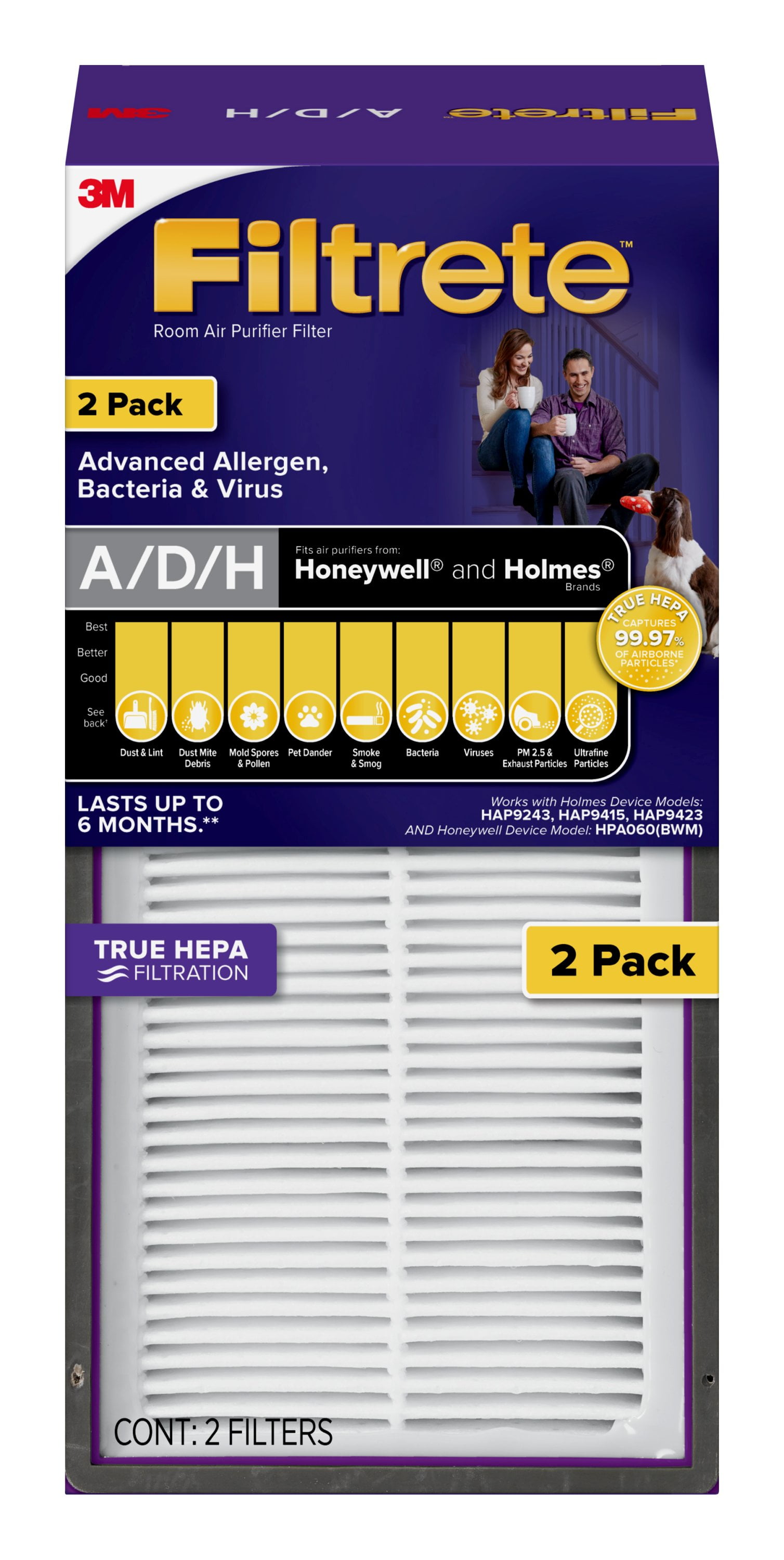 Filtrete Allergen, Bacteria & Virus True HEPA Room Air Purifier Filter