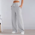 thumbnail image 3 of Pantalones de chándal informales con cordón, ajuste holgado, conjunto diario con bolsillos para mujer Ygjytge Gris claro T M para Mujer, 3 of 5