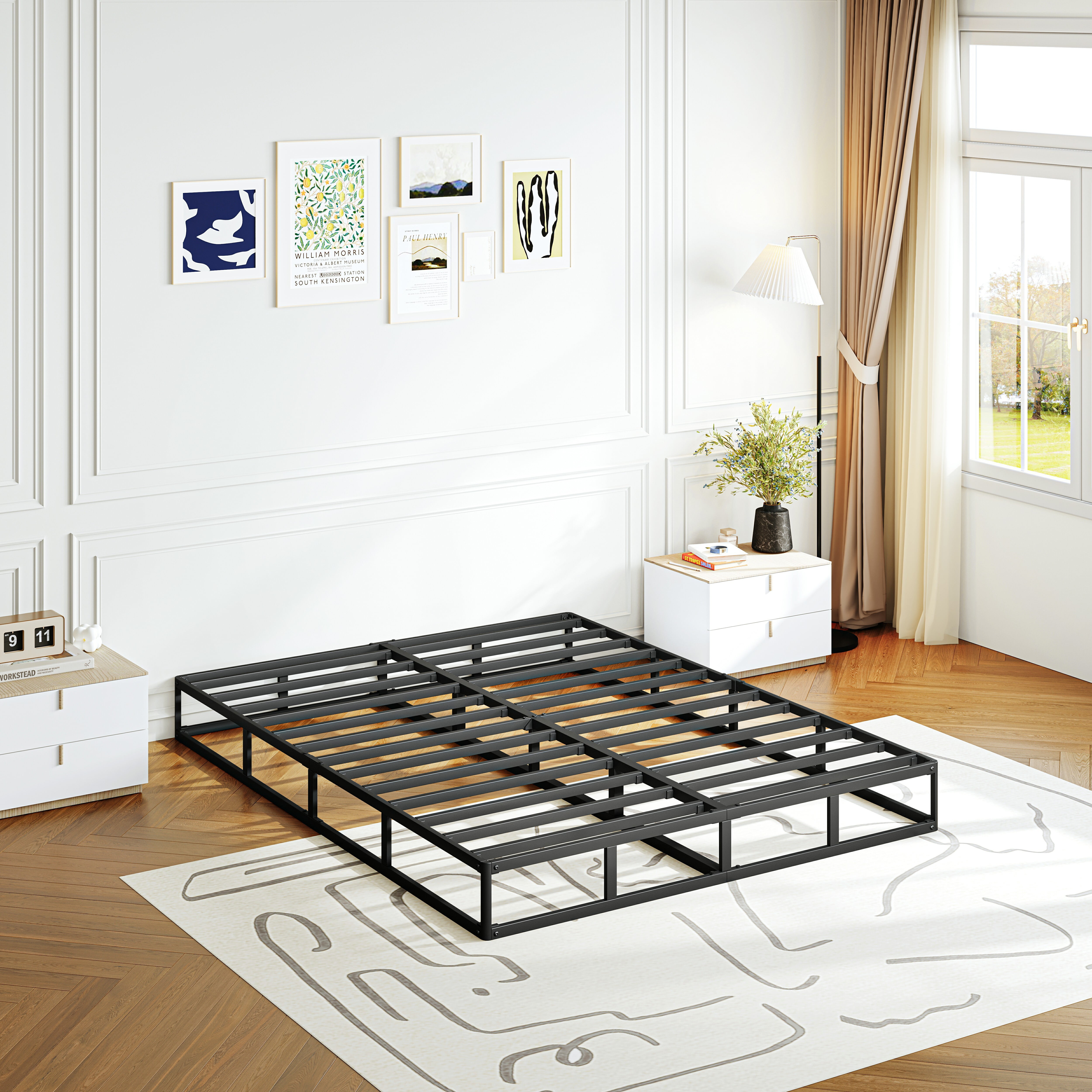ULIESC Queen Box Spring, 7 Inch Queen Size Box Spring Only, Metal Box Spring Queen with Fabric Cover, Sturdy Mattress Foundation, Noise Free, Non-Slip, Easy Assembly