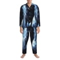 thumbnail image 3 of Naloa Night Scene of Wolves Men’s Pajamas Set - Long Sleeve Button Down Sleep Shirt and Pajama Bottoms Sleepwear Set-, 3 of 7