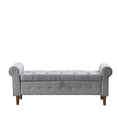 thumbnail image 6 of 62" Grey Button - Stitched Storage Bench with Rolled Arms - Suitable for Bedroom, Fireplace, and Shoe - Putting, 6 of 6