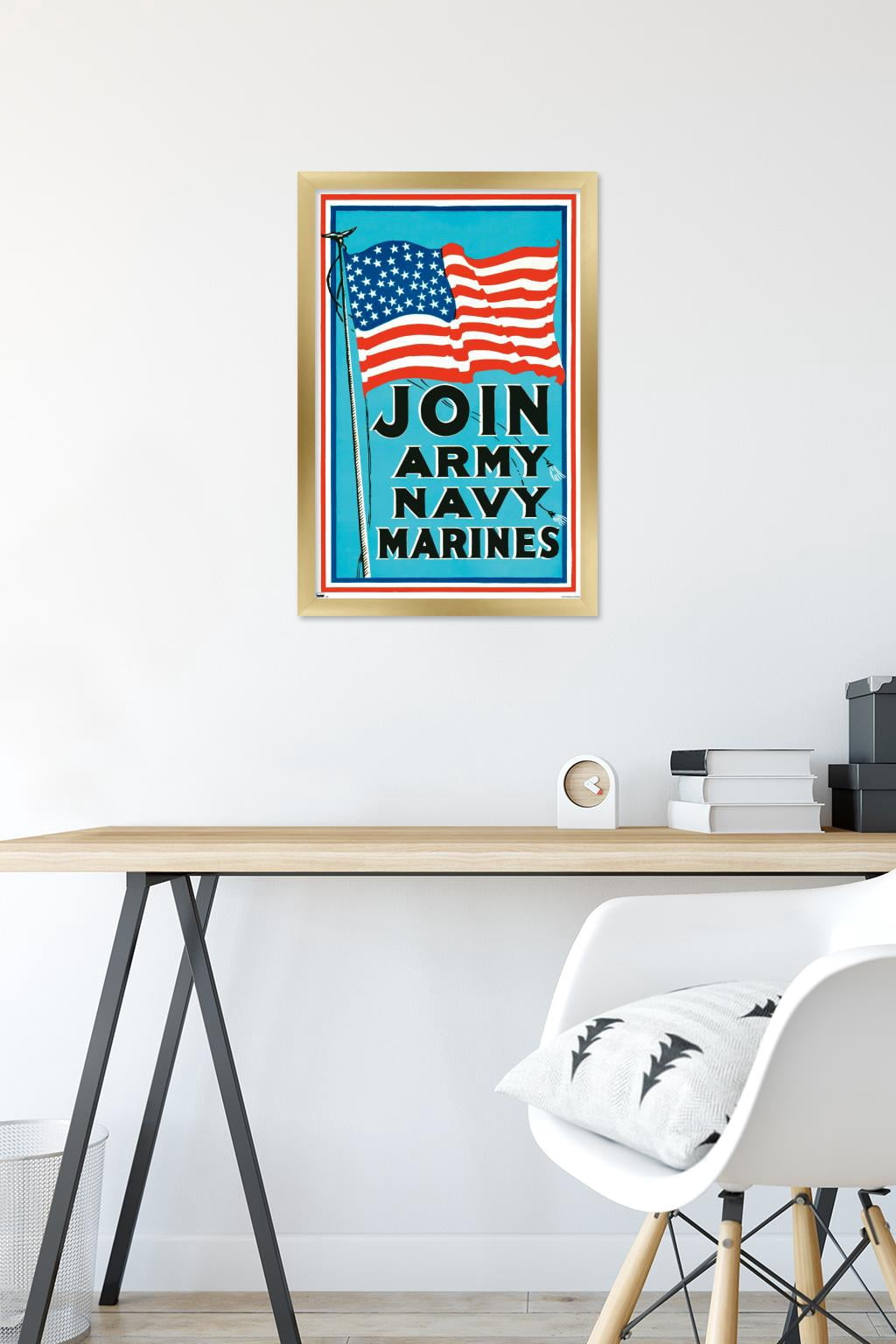 Join Army Navy Marines Wall Poster, 14.725" x 22.375" Framed