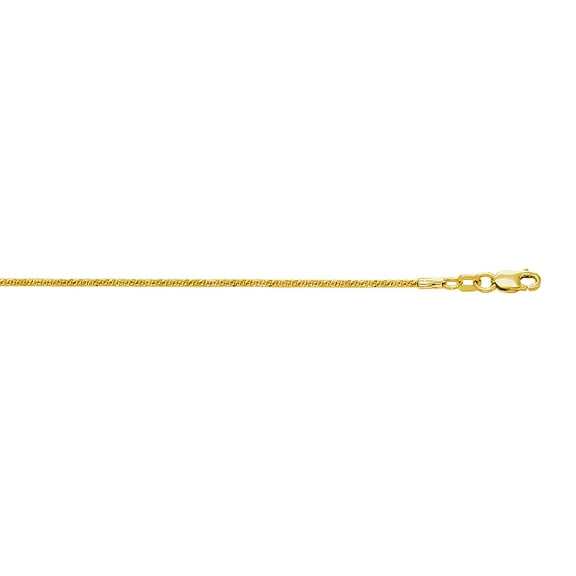 Luxurman 10K Yellow Solid Gold 1.5mm wide Diamond Cut Sparkle Chain 20" Necklace with Lobster Clasp