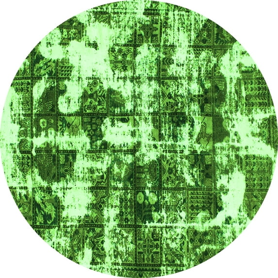 Ahgly Company Indoor Round Abstract Green Modern Area Rugs, 4' Round