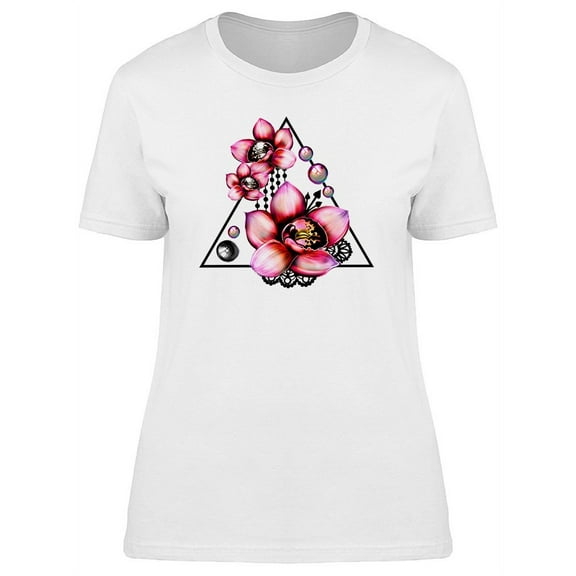 Tattoo 3 Orchids With Triangle T-Shirt Women -Image by Shutterstock, Female Large