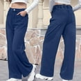 thumbnail image 2 of IYYVV Oversized Sweatpants Jeans Women Soft High Waisted Wide Leg Jeans Comfy Boyfriend Denim Sweatpants with Pocket Dark Blue M, 2 of 5
