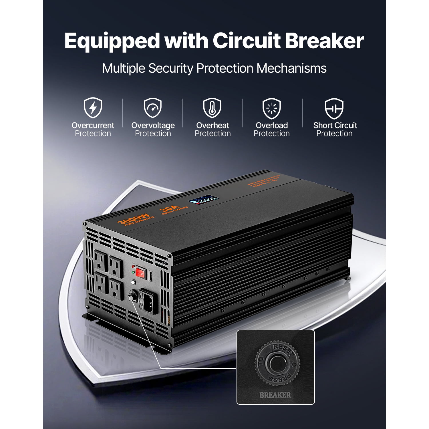 KFFKFF Battery Backup System for Sump Pumps, 3000W, Automatic Transition to Battery Power for Uninterrupted Operation, Pure Sine Wave Output, LCD Screen, Ideal for Basement Emergencies