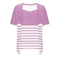 thumbnail image 5 of Short Sleeve Tops Women Going out Women Summer Blouses Dressy Striped Tops for Women Y2k Summer Tshirts Shirts for Women Oversized, 5 of 7