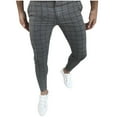 thumbnail image 2 of jsaierl Men's Dress Pants Casual Plaid Flat-Front Skinny Business Pencil Long Pants Pocket Plaid Slim Formal Trousers, 2 of 3