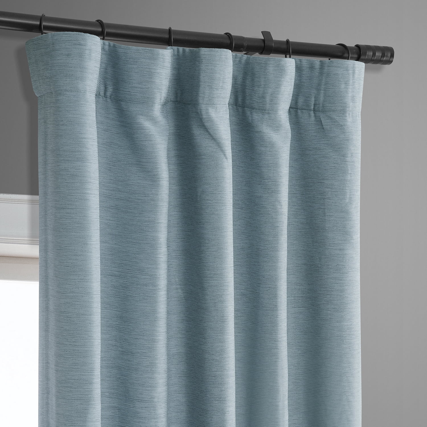 Half Price Drapes Gulf Blue Bellino Textured Faux Linen Room Darkening Curtains For Bedroom & Living Room Curtains(1 Panel), Curtains 63 Inches Long, 50W X 63L