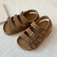 thumbnail image 2 of eileial Girls Boys Sandals with Cork Footbed Adjustable Buckle Summer Open Toes Flat for Kids Toddler,Brown 6.5, 2 of 6