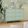 thumbnail image 3 of Commode Cannelée à 6 Tiroirs, Grand Commode Moderne en Bois avec Poignée en Métal, Commode pour Chambre, Salon, Couloir, Vert, 3 of 8