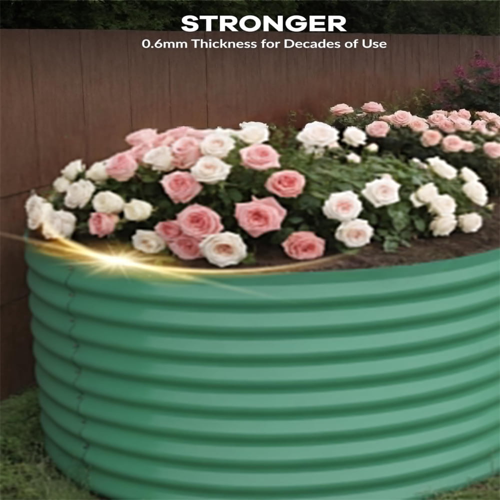 Galvanized Steel Raised Garden Bed - Heavy-Duty Oval Planter Box for Vegetables/Herbs/Flowers, Corrosion-Resistant Outdoor Gardening Kit with Quick Assembly (Backyard/Patio)