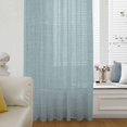 thumbnail image 6 of Vintage Haze Blue Sheer Curtains 63 Inches Long, Farmhouse Retro Solid Color Linen Texture Light Filering Curtains, Breathable Simi Curtain Privacy Drapes for Living Room Bedroom Window Treatment, 6 of 9
