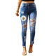 thumbnail image 4 of ABPHQTO Vaqueros pitillo desgastados con estampado de mariposas y margaritas azul cielo para mujer, 4 of 4