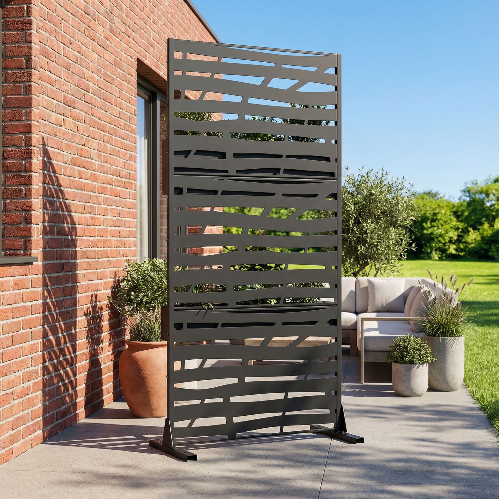 MAYEERTY 72*35in Outdoor Privacy Screen, UV Resistant Metal Privacy Fence, Privacy Panel for Patio, Balcony, Backyard, Garden