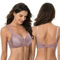 thumbnail image 6 of Curve Muse Women's Plus Size Unlined Underwire Lace Bra with Cushion Straps-Black,Mauve-Size:34B, 6 of 7