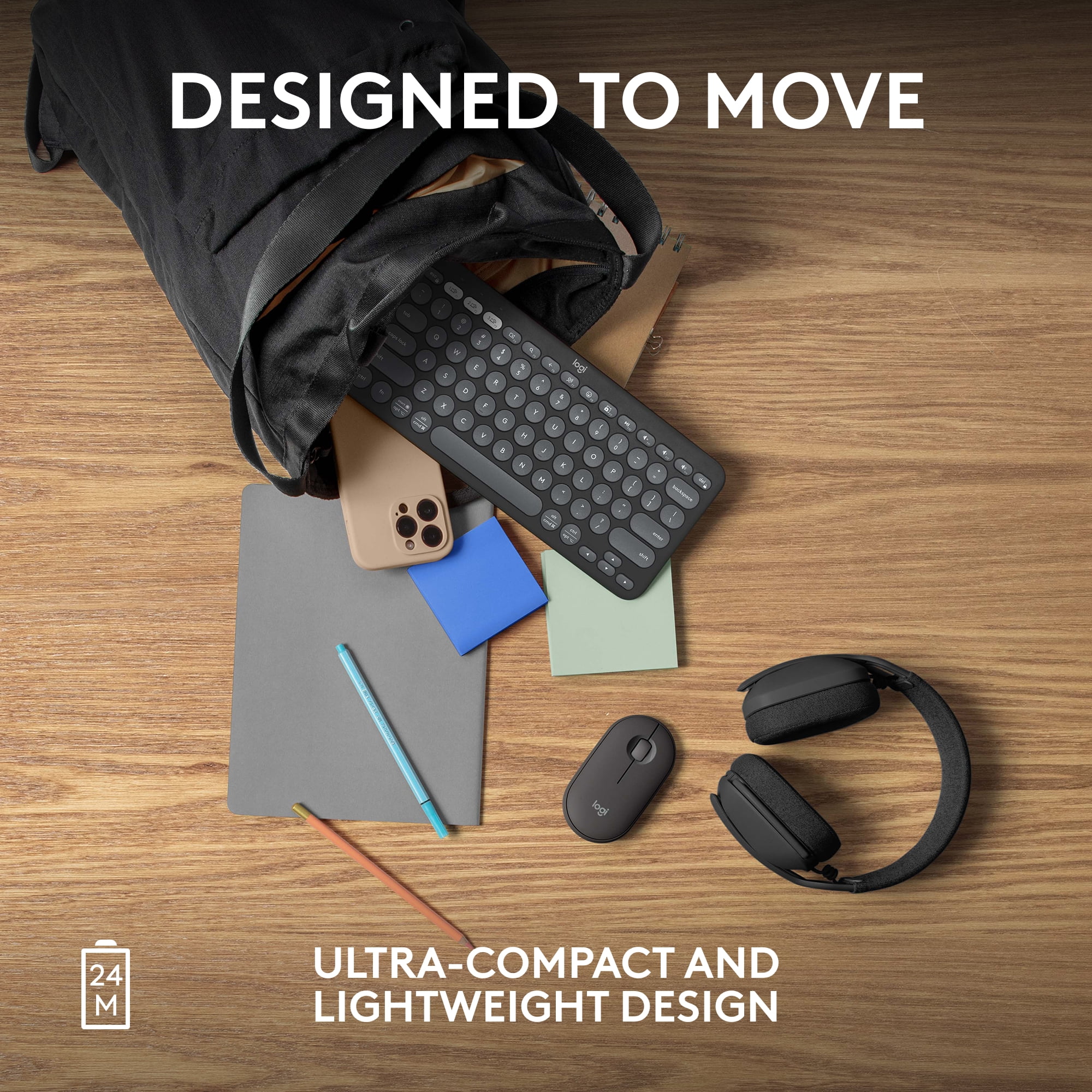 Logitech Pebble Mouse 2 M350s Slim Bluetooth Wireless Mouse, Portable, Lightweight, Customizable Button, Quiet Clicks, Graphite