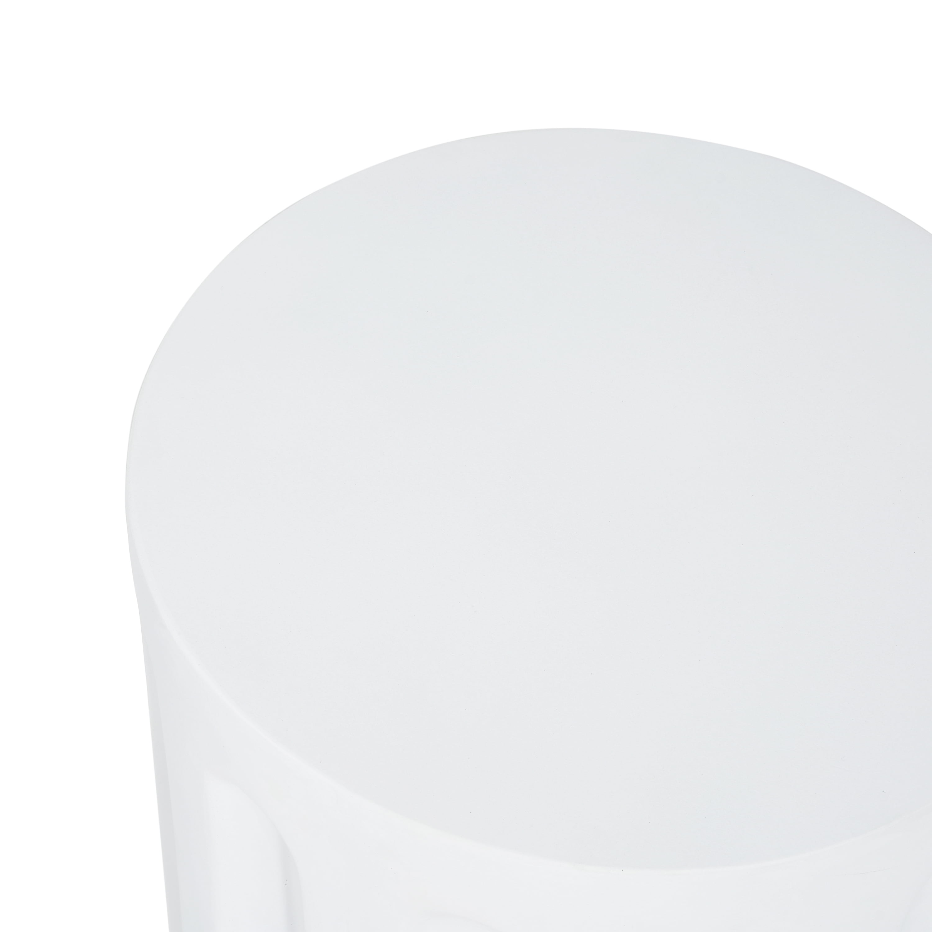 Outdoor White Cylindrical Concrete Side Table for Patio Balcony, White