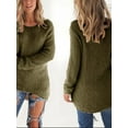 thumbnail image 5 of Topumt Women's Casual Crewneck Long Sleeve Fleece Pullover Sweatshirts Solid Color Fuzzy Warm Outerwear Tops, 5 of 5