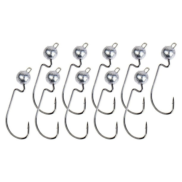 10pcs Weighted Fishing Hooks with Soft Worm Crank Hook Wide Hook