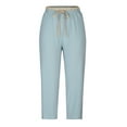 thumbnail image 4 of HUPOM Dress Pants Women Women Capri Pants Commuter High Waist Rise Full Slim Bootcut Light Blue L, 4 of 6